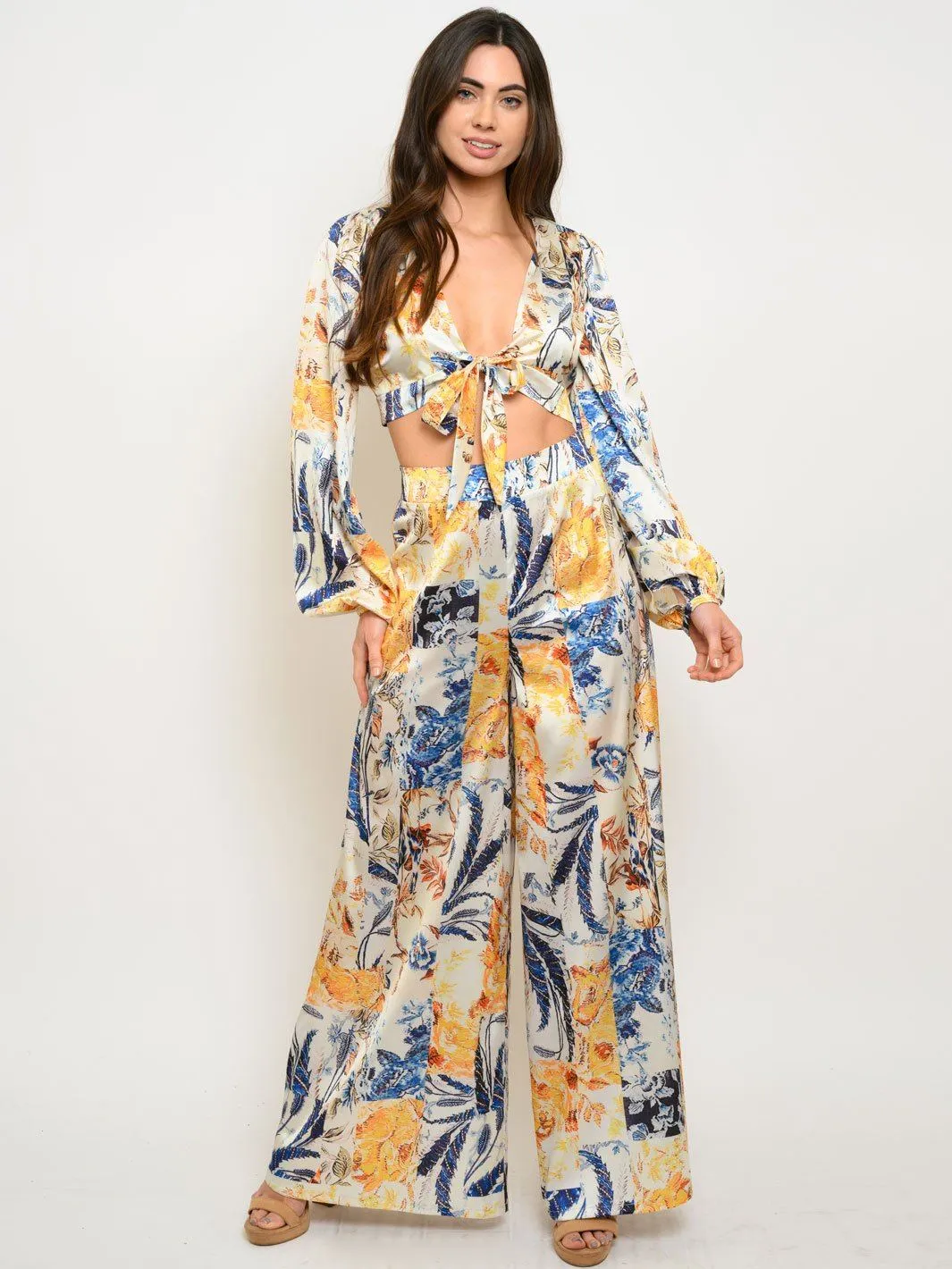 WOMEN'S FLORAL PANTS & TOP 2PC. SET