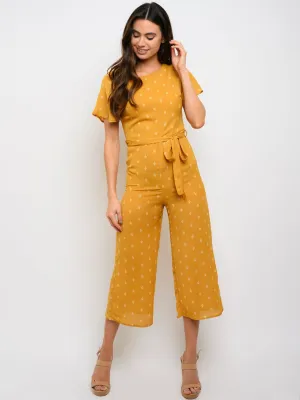 WOMEN'S FLORAL PRINT SHORT SLEEVE JUMPSUIT