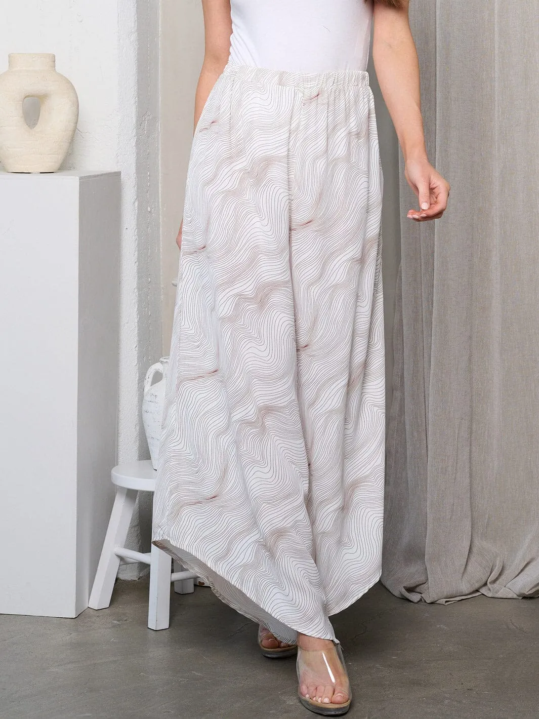 WOMEN'S MULTI PRINT BELL LEG PANTS