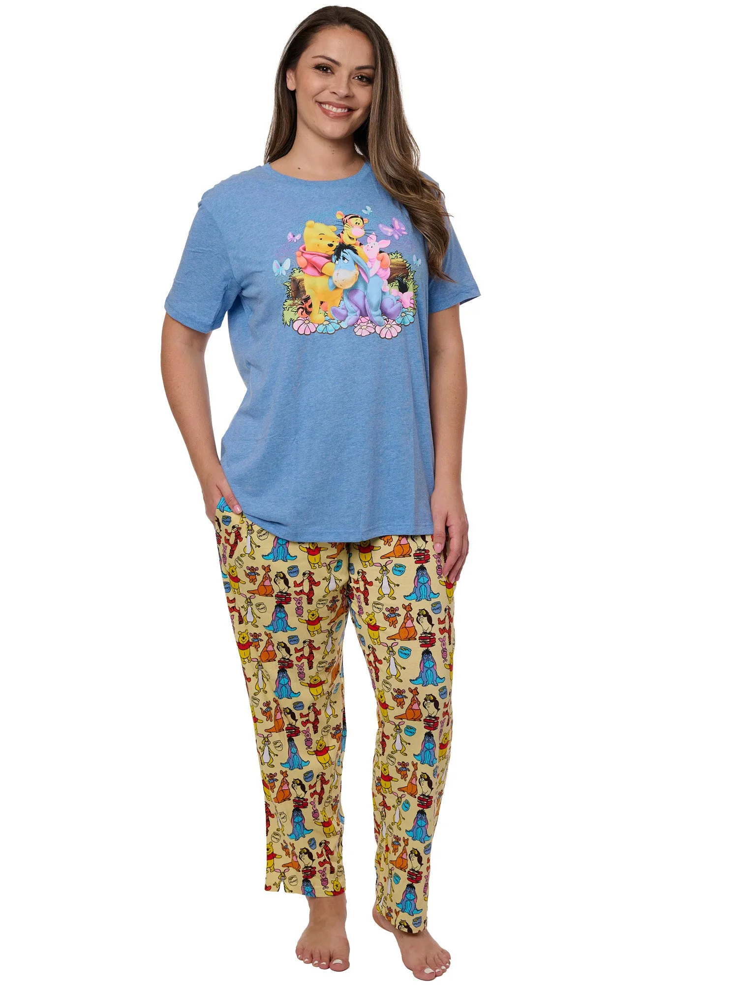 Women's Plus Winnie The Pooh & Friends T-Shirt and Lounge Pants 2Pc Set Disney