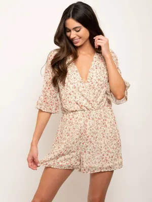 WOMEN'S V-NECK FLORAL ROMPER