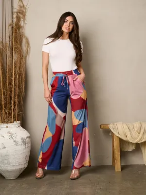 WOMEN'S WIDE LEG POCKETS MULTI COLOR PANTS
