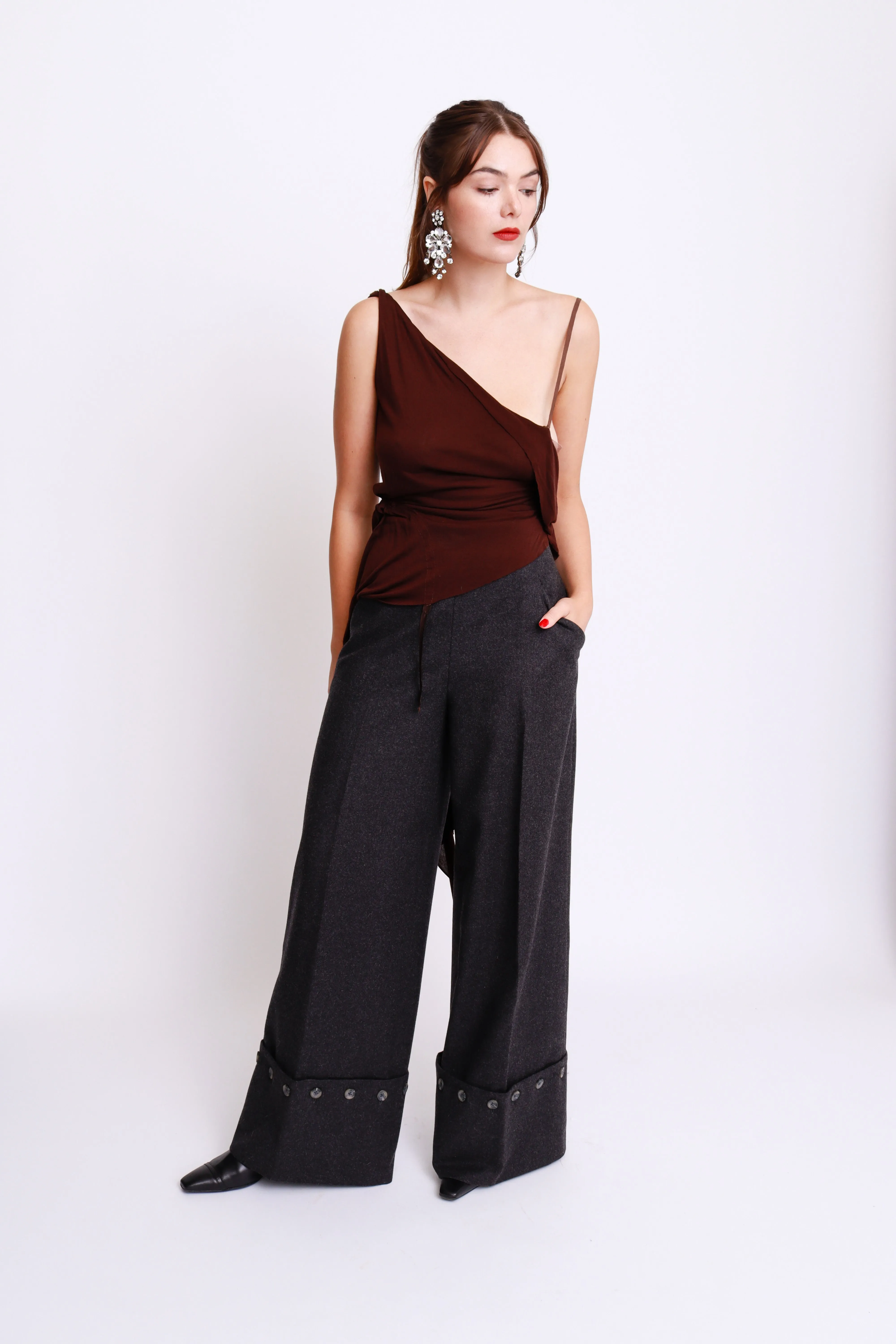Wool Blend Wide Leg Pant